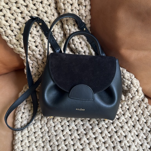 NEW Polene Un Nano Black Leather Mini Handbag - Picture 2 of 5